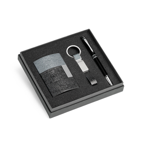 Kit personalizado de porta cartões chaveiro e caneta